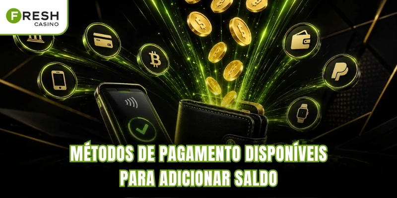 Métodos de pagamento disponíveis para adicionar saldo
