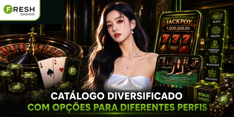 Catálogo diversificado com opções para diferentes perfis